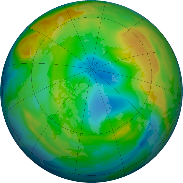 Arctic ozone map for 15 December 1986